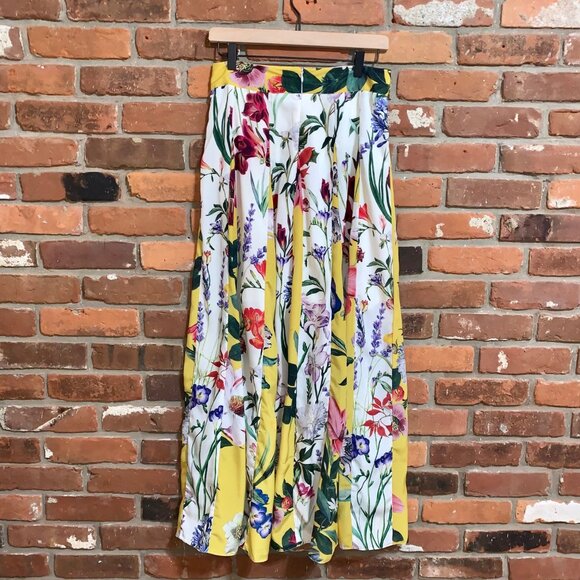 Rococo Sand Anthropologie Yellow Aprile Floral Pleated Skirt Size 4 - Picture 4 of 11